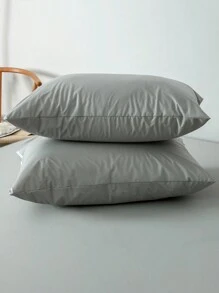 2 piezas Protector de almohada impermeable (2 en 1) - Hecho de material TPU transpirable con bajo nivel de alérgenos, fundas de almohada con cremallera - Gris Claro - Ver 2