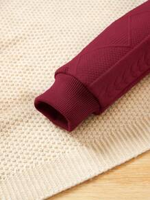 SHEIN Young Boy Casual Textured Applique Round Neck Sweatshirt,In Fall/Winter