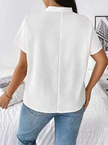 Franclia Blusa de manga corta con botones de estilo chino talla grande para mujeres