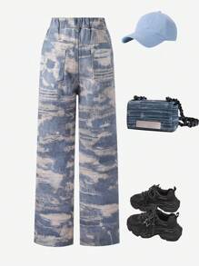 Tween Girl Casual Loose Simple Denim Jeans - Multicolor - View 2