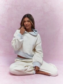 MISSGUIDED 对比下摆和袖口运动裤冬季服装 - 奶油色 - 查看 3