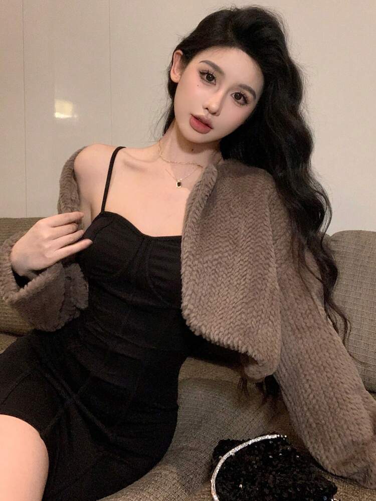 Fluffy Shaggy Party Homecoming Dress Women Jacket Coat