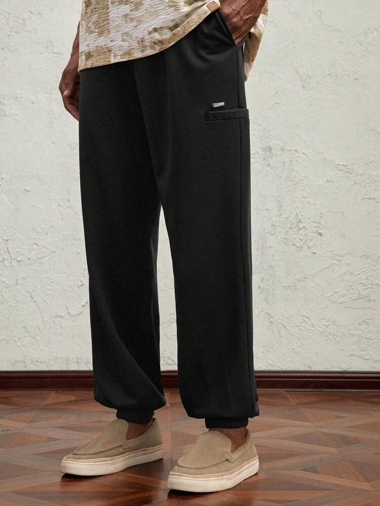 Męskie dzianinowe spodnie dresowe Slim Fit Casual Straight Leg ze ściągaczem, odpowiednie na jesień