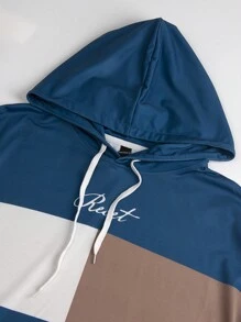 Manfinity Homme Men's Plus Size Contrast Color Casual Long Sleeve Hooded Sweatshirt - Multicolor - View 5