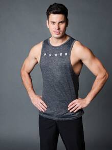 Manfinity Sport Corelite Bộ đồ thể thao nam kiểu boyfriend đơn giản gồm áo không tay in họa tiết và quần màu trơn, thích hợp cho mùa hè, tập gym, tập luyện. - Nhiều màu - Xem 6