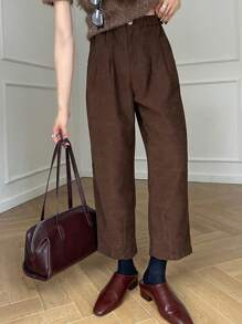 DAZY Casual Versatile Thick Pants For Commuting, Autumn/Winter - Coffee Brown - View 3