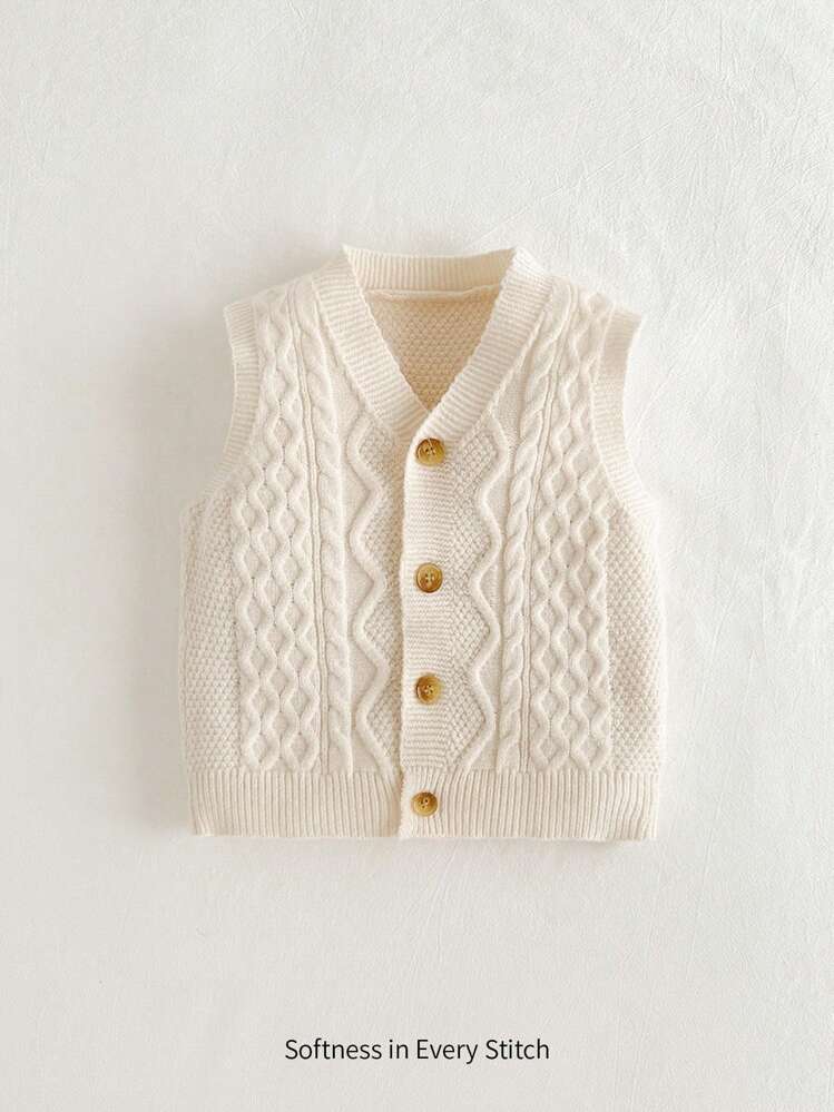 Cozy Pixies Gilet cardigan sans manches à col en V décontracté pour bébé garçon