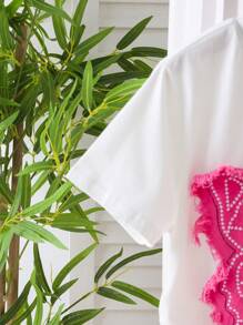 2 件套 Tween 女童夏季休闲蝴蝶贴花上衣和裙子套装 - 粉色 - 查看 6