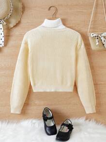 Girls Apricot Short Embroidered Bow Cardigan - Apricot - View 2