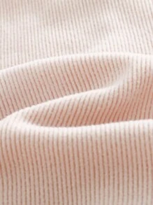 Cozy Pixies 2pcs Baby Girl Solid Color Knitted Soft Round Neck Long Sleeve Pullover Top And Wide Leg Pants Set - Khaki - View 5