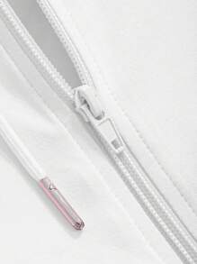 DAZY 1 pieza Chaqueta con capucha y cremallera de unicolor para mujer - Blanco - Ver 5