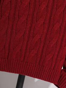 Tween Boy Red Jacquard Embroidered Turtleneck Long-Sleeved Sweater