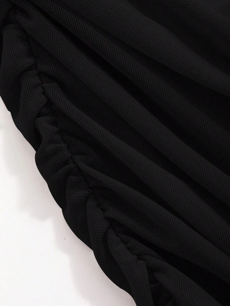 Women's Solid Color Asymmetrical Neck Short Sleeve Black Dress, Birthday ,New Year Eve Prom Dress Elegant Sundress,Dress For Wedding