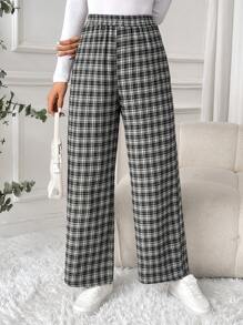 SHEIN LUNE Women Thickened Warm Plaid Pants