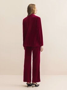 BizChic 西裝領絲絨西裝外套和褲子 - 紅色 - 查看 2
