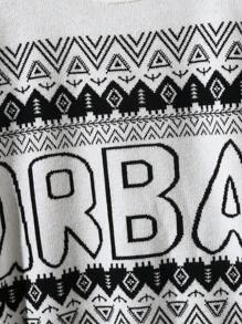 Jersey de punto casual con patrón de letras para niños, jersey de cuello redondo de manga larga, de moda para el otoño - Blanco - Ver 7