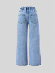 SHEIN Tween Girls Butterfly Print Denim Jeans