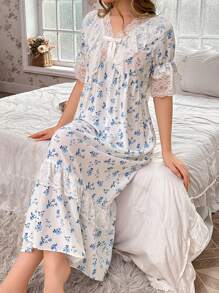 CottageSlumber Vintage French Romantic Floral Women's Nightgown Couple's Set - Multicolor - View 1