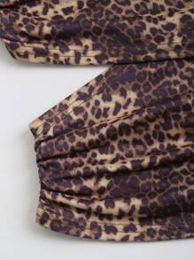 SHEIN Unity Women's Leopard Print Ruched Hollow-Out Sexy Sleeveless Crop Top - Multicolor - View 4