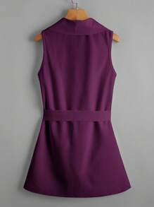 SHEIN Clasi 大码女式夏季纯色翻领无袖长款休闲夹克秋冬