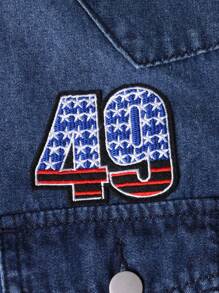 Manfinity Homme Men's Long Sleeve Embroidered Denim Shirt