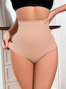 女士无缝塑身裤，收腹裤 - 駝色 - 查看 3