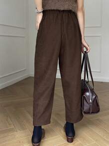 DAZY Casual Versatile Thick Pants For Commuting, Autumn/Winter - Coffee Brown - View 4