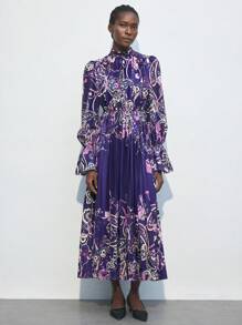 Maija Women's Paisley Print Casual Dress, Spring Autumn - Purple - View 7