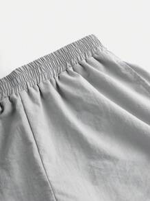 SHEIN Teen Girls' Casual Loose Drawstring Waist Solid Color Wide Leg Pants