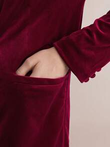 BizChic 西裝領絲絨西裝外套和褲子 - 紅色 - 查看 6