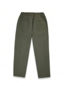 Pantalones vaqueros militares verde oliva lavados casuales sencillos para niños - Verde militar - Ver 6