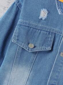 Boys'' Casual Patchwork Denim Jacket - Medium Wash - View 7