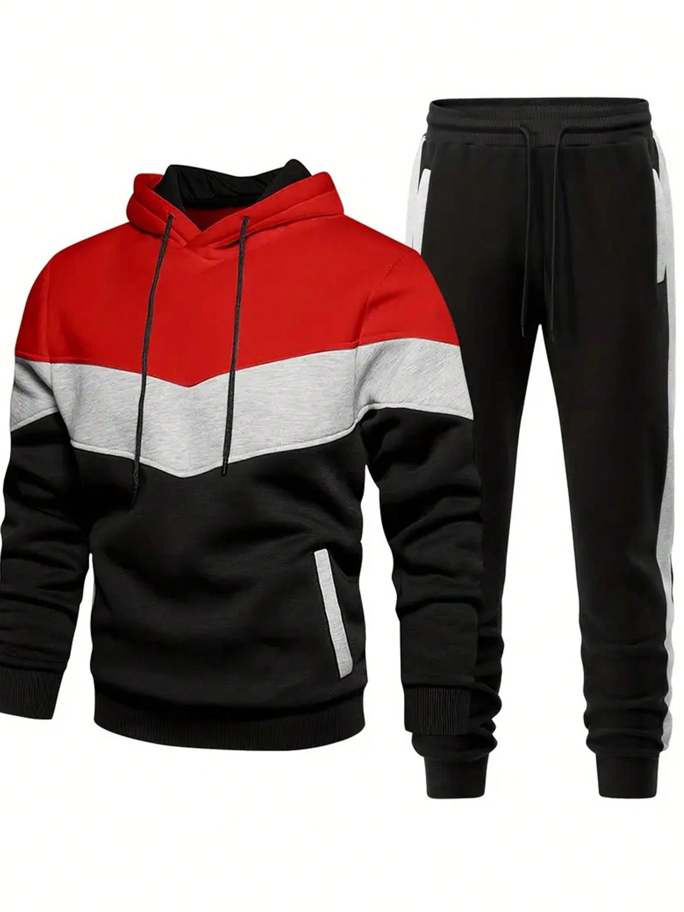 Manfinity Dauomo Men's Contrast Color Hoodie & Sweatpants Set