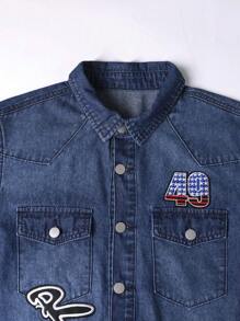 Manfinity Homme Men's Long Sleeve Embroidered Denim Shirt