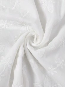SHEIN LUNE Women's Casual Patchwork Embroidered Blouse - White - View 4