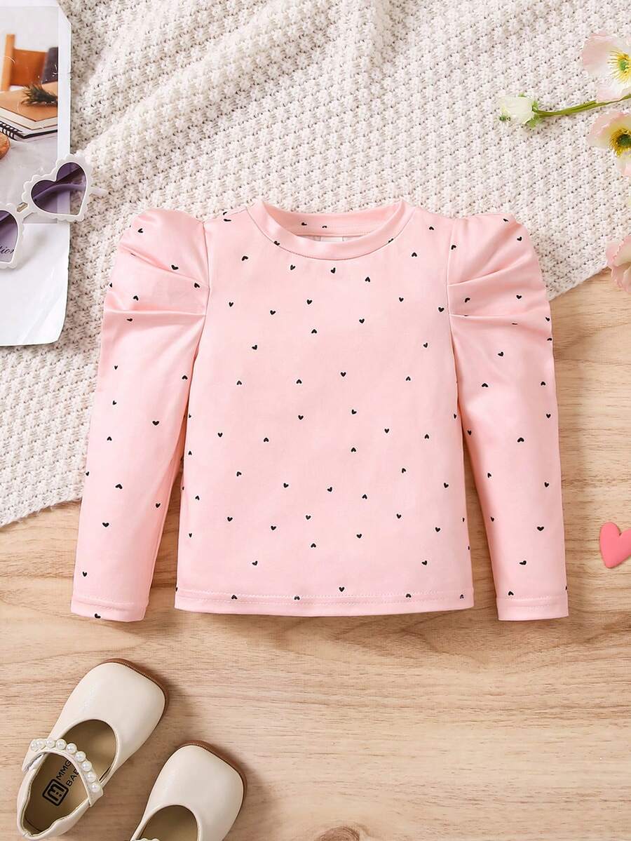 SHEIN Áo len tay lỡ co giãn dễ thương cho bé gái - Hồng - Xem 1