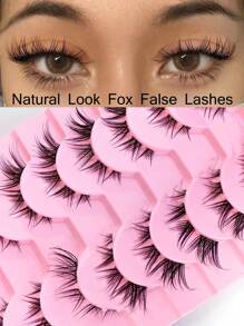 Faux Mink Eyelashes With Clear Band Strip Lashes Fluffy Natural Look Wispy Light 13MM Short False Eyelashes Invisible Small 3D Fake Lashes Pack 10 Pairs(Can Be DIY Cut Open) - Black - View 1