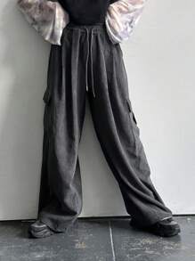 FRIFUL Women's Loose Fit Cargo Pants With Thermal Lined And Large Pockets Fall,Winter