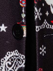 Manfinity Homme Manteau d'affaires mode à imprimé tout-sur-over pour hommes, col rabattu, à manches longues, tissu de Noël, vêtements d'automne pour hommes - Noir - Voir 3