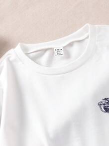 Teen Girl Letter Print Round Neck Long Sleeve Longline Sweatshirt