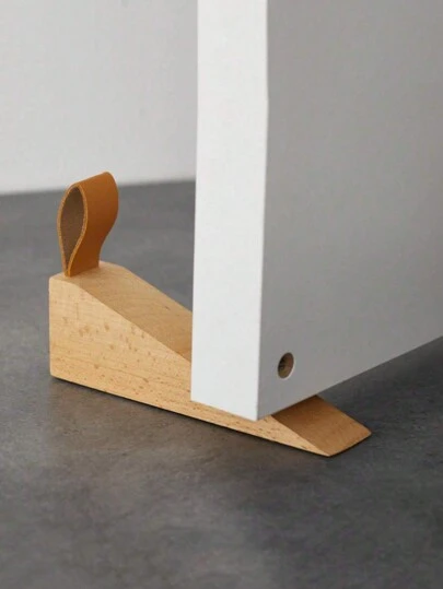 SHEIN 1pc Wood Door Stopper, Solid Wood Non-Slip Door Wedges, Sturdy Door Stop Wedge, Door Stopper Fit For Door Bottom Seam, Creative Wooden Anti-Collision Door Stopper Christmas For Holiday Gift Giving