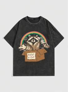 Vincenttrinidadart ROMWE MEN Áo thun cổ tròn cổ điển phong cách đường phố dành cho nam, phù hợp để mặc thường ngày vào mùa xuân hè - màu đen - Xem 1