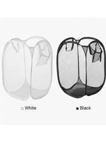 1pc White Foldable Laundry Basket With Handle And Side Pocket Large Capacity Pop-Up Laundry Hamper With Handle - Foldable Mesh Laundry Basket For Dirty Clothes Storage - Convenient Household Solution, School Supplies, School Accessories, Back To School, Storage, Laundry Basket, Basket, Organiser, Organization And Storage, Closet Organization And Storage, Storage Organizer, Bedroom, Wardrobe, Home, Storage Basket,Fall Decor