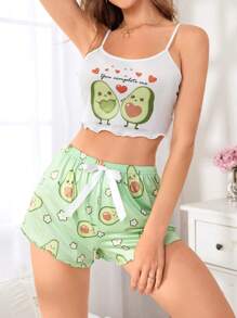 Women's Avocado Pattern Camisole Top - White - View 3