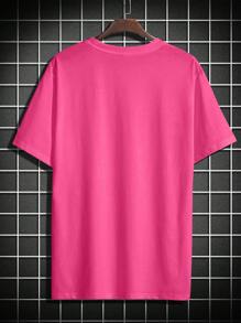Manfinity LEGND Men Summer Casual Letter Graphic Pink T-Shirt - Watermelon Pink - View 2