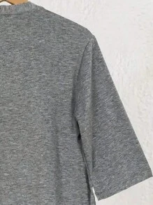 INAWLY 女式纯色短袖前开式休闲 T 恤，春夏季 - 灰色 - 查看 4