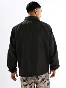 Manfinity VCAY Camisa de leñador de ajuste delgado de unicolor de manga larga para hombre, para otoño e invierno - Negro - Ver 2