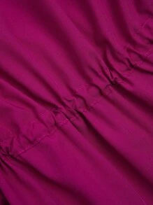 SHEIN TaskFit Plus Size V-Neck Drawstring Pocket Short Sleeve Top And Elastic Waist Pants Uniform Scrub Set - Hot Pink - View 5