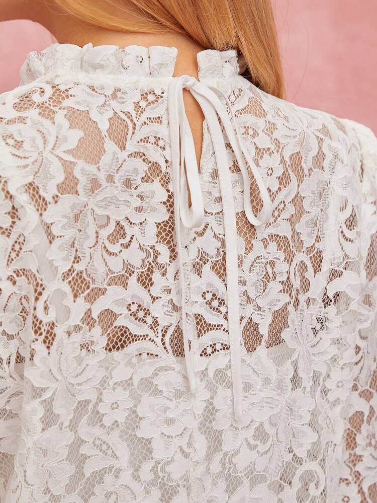 Women's Solid Sheer Stand Collar Long Sleeve Shirt + Camisole Set