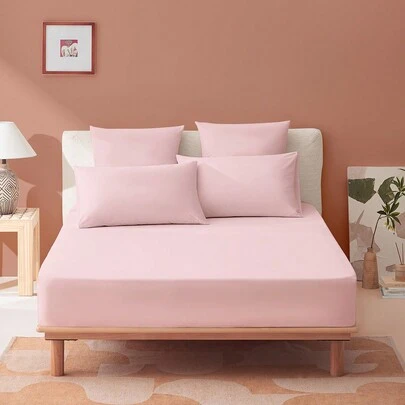 [100% 纯棉]2/3 件豪华蓬松纯色床笠套装 - 1 件床单和 1/2 件枕套，深口袋床垫套，耐用、超柔软、防缩水、防褪色，适合所有尺寸的床 - 单人床、双人床、特大号床、大号床单，舒适贴合，可轻松塞入超深床垫